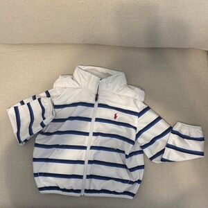 Polo  White and Blue Striped Kids Raincoat